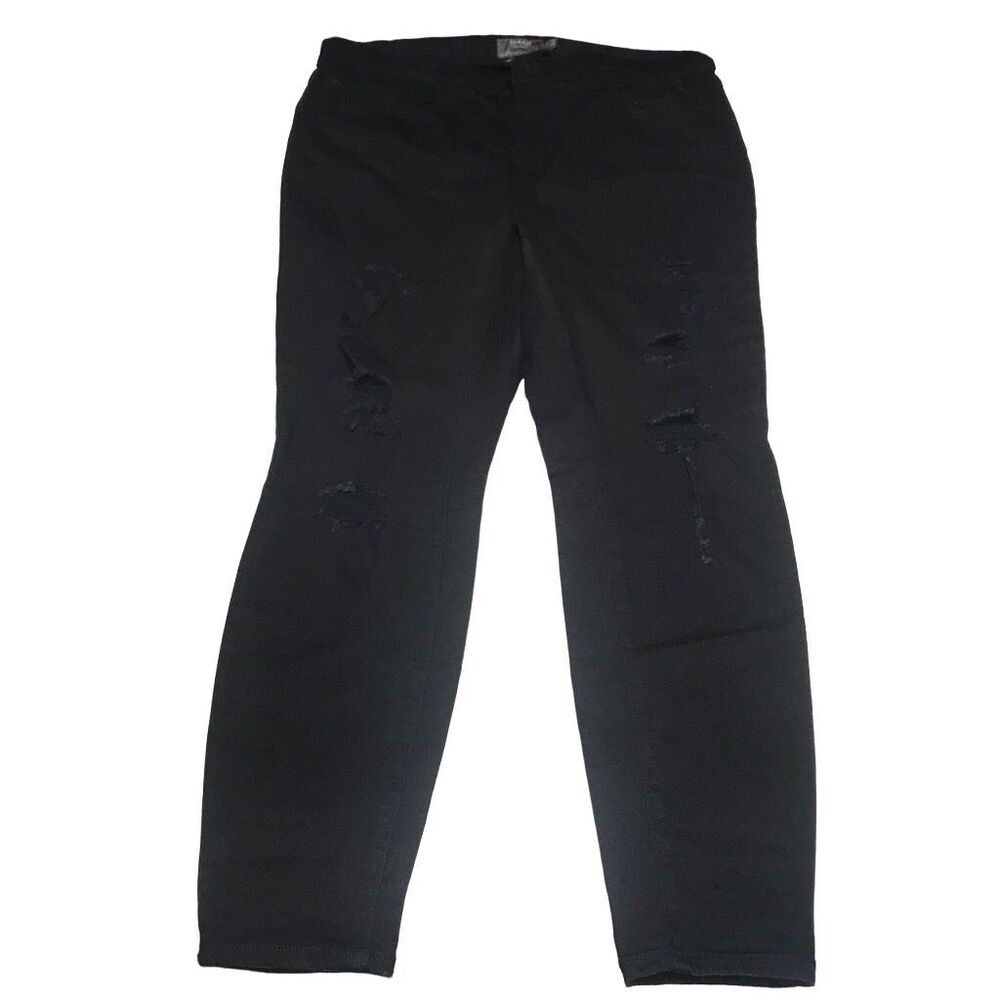 Torrid Black Factory Distressed Sky High Skinny Jeans